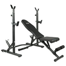 PRCTZ Two-Piece Olympic Weight Bench with Squat Rack, Foldable FID Bench, and Weight Storage