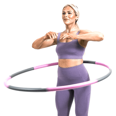 PRCTZ Weighted Hula Hoop, 2.5 lb Exercise Hula Hoops for Adults, 8 Detachable Sections, Pink & Gray