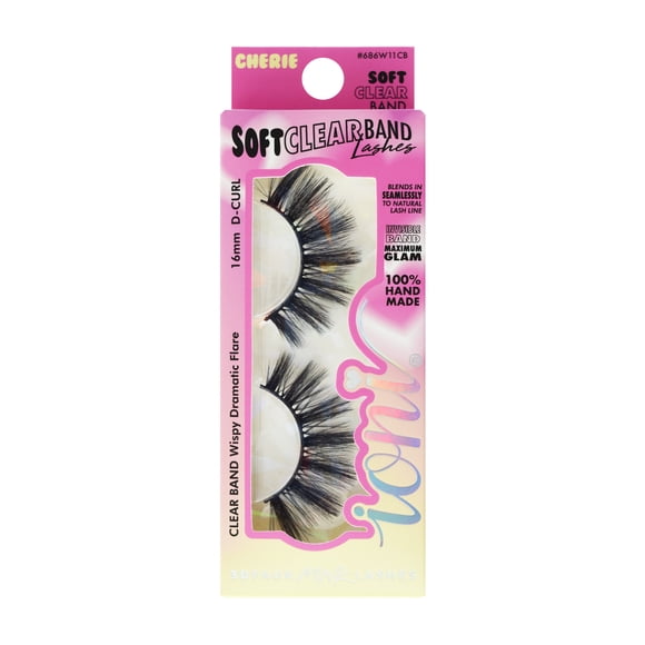 IONI Cosmetics CLEAR BAND lash CHERIE, wispy dramatic flare, D-curl 16mm