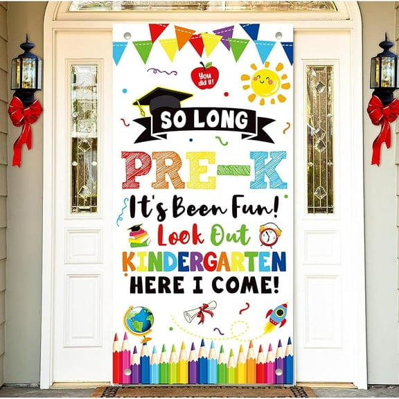 PRE-K Graduation Decorations 2025 Preschool Graduation Decorations So Long Pre k It's Been Fun Look Out Kindergarten Here I Come Door Cover Banner Photo Backdrop Last Day of Preschool Decorations