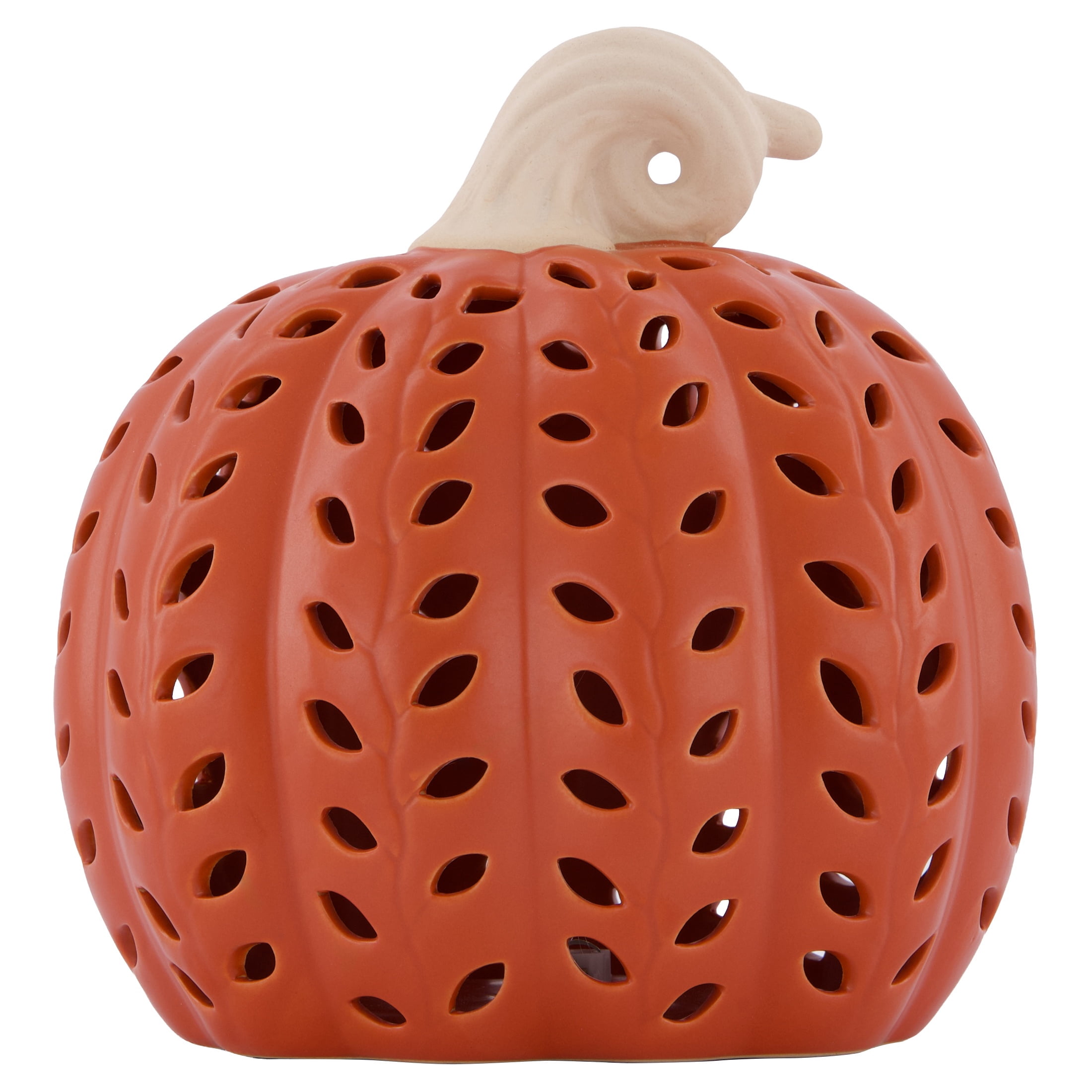 Light-Up Ceramic Pumpkin Tabletop Decoration, Orange, 8", Fall by Way To Celebrate
