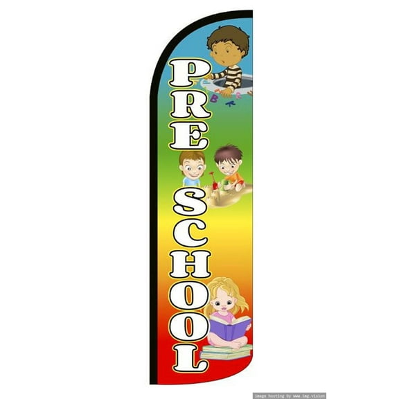 PRE SCHOOL Windless Flag (Hardware Not Included) |Advertisement /Business Flags | Feather Flag |