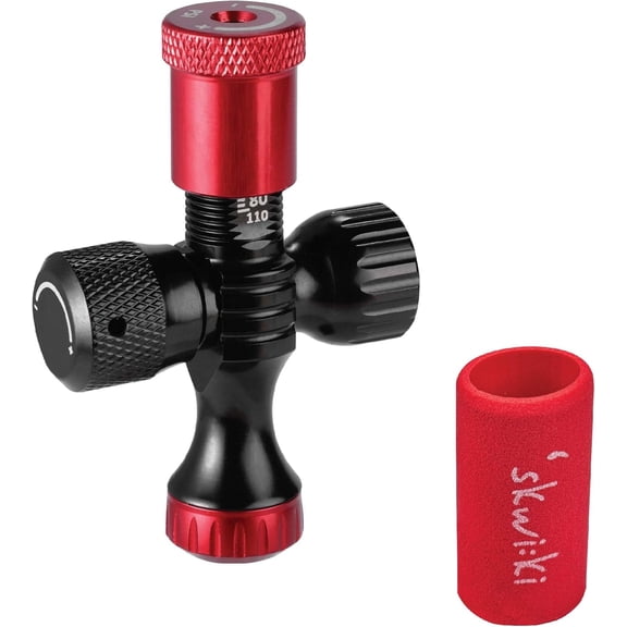 Skwiki PRE-Set Pressure Bicycle CO2 Inflator/Deflator, Regulate Tire Pressure Upon Desired Level, Insulated Grip Sleeve, Presta Compatible, Compact, for MTB, Gravel, and Road Bikes