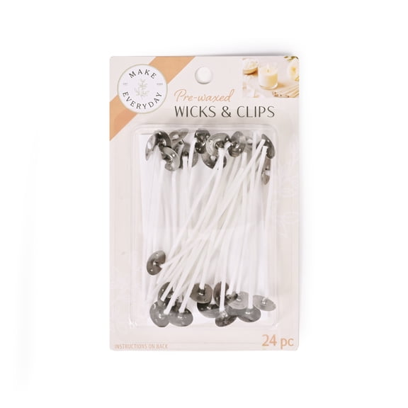 Durable Pre-Waxed Candle Wicks with Clips - Lead-Free Smokeless By Make Everyday