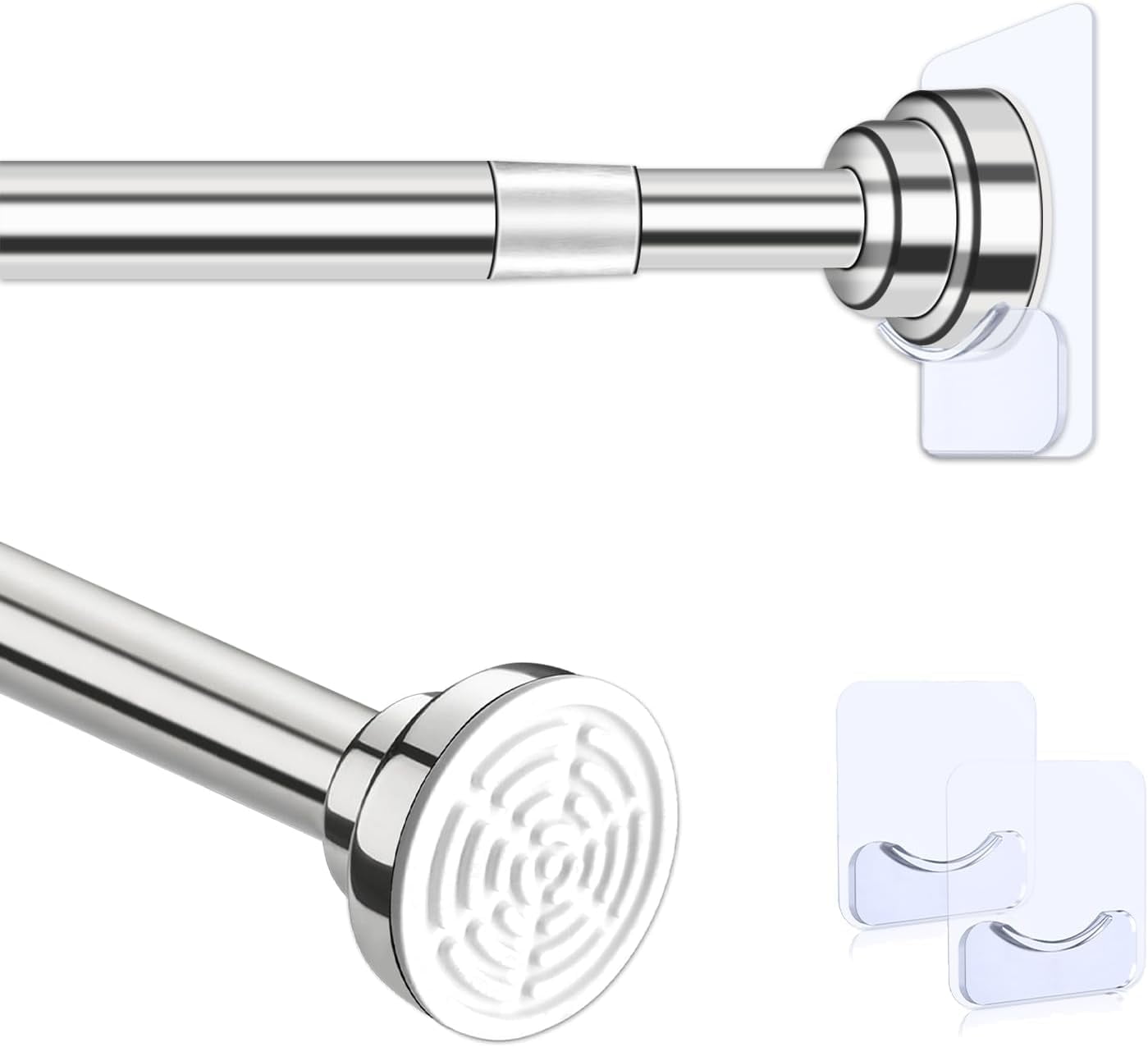 PREBENE Shower Curtain Rod, 3680" Adjustable Spring Tension Rod, No Drilling AntiSlip