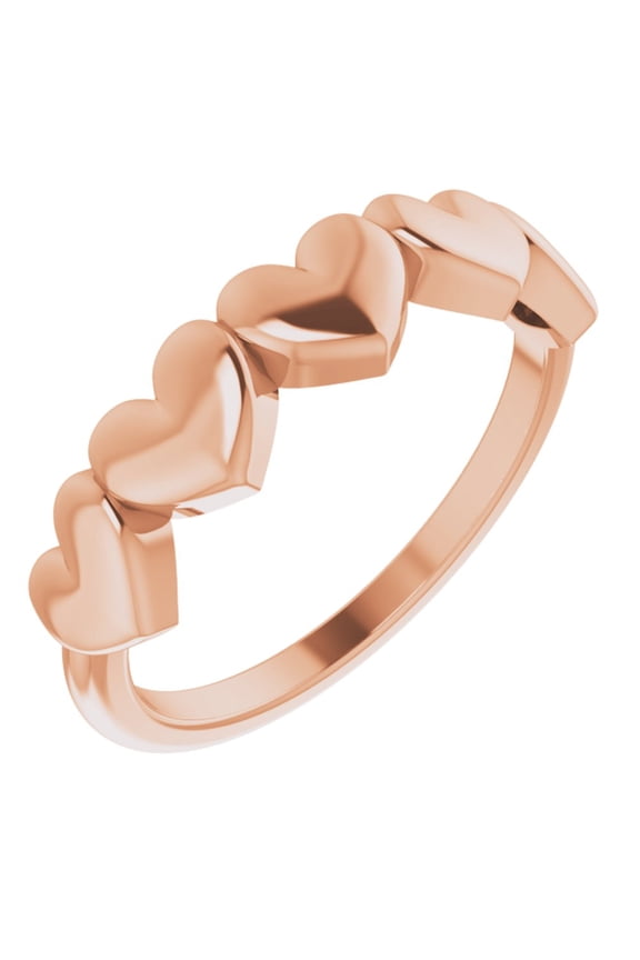 14K Rose Gold Heart Stackable Ring