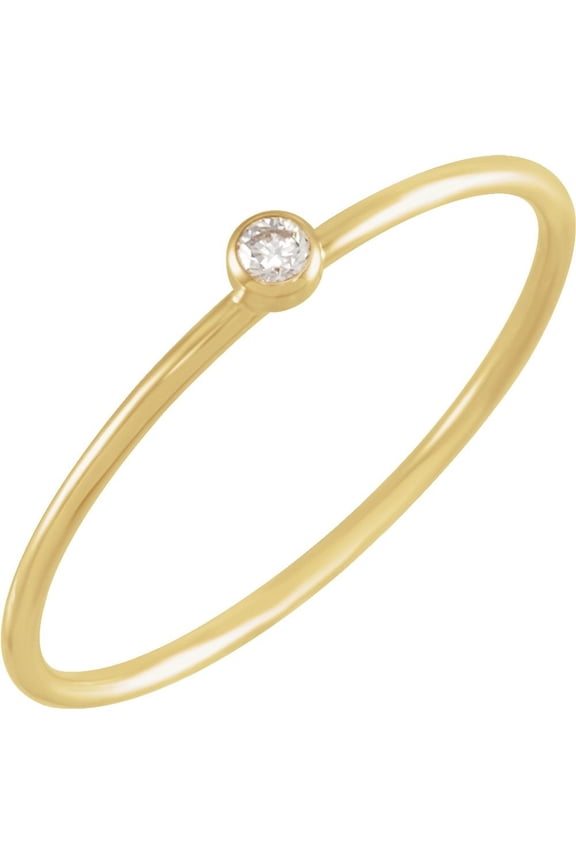 14K Yellow Gold .03 CT Natural Diamond Stackable Ring Size 7