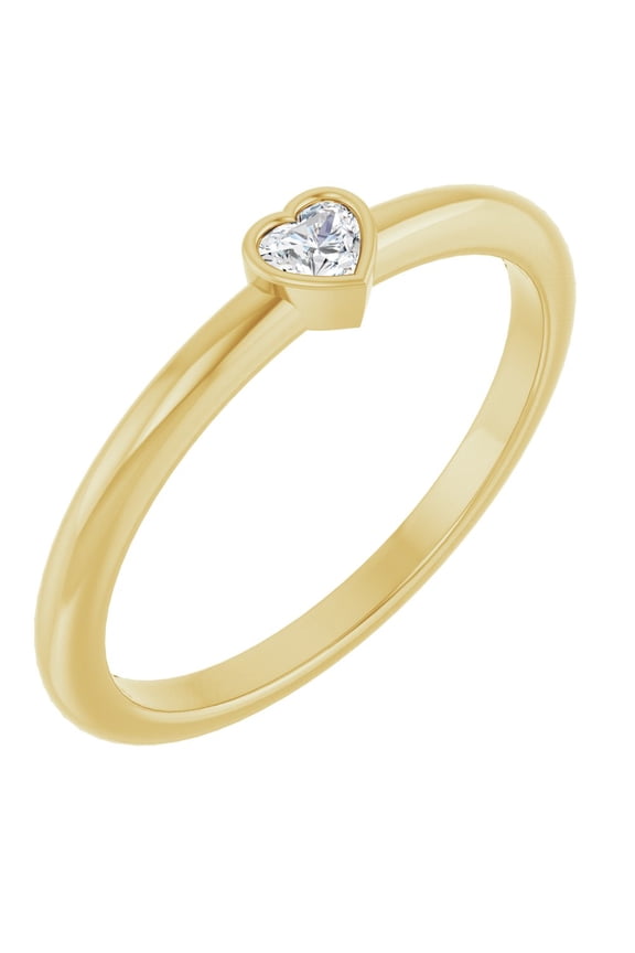 14K Yellow Gold 1/10 CT Natural Diamond Stackable Ring