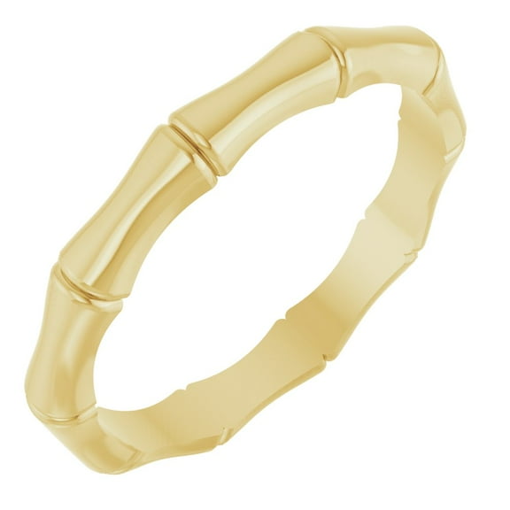 PRECIOUS STARS 14K Yellow Gold 2.8 mm Bamboo Stackable Band Size 7