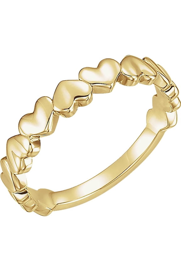 14K Yellow Gold Heart Stackable Ring