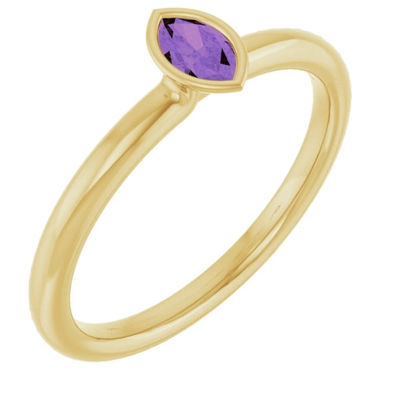 PRECIOUS STARS 14K Yellow Gold Natural Amethyst Stackable Ring