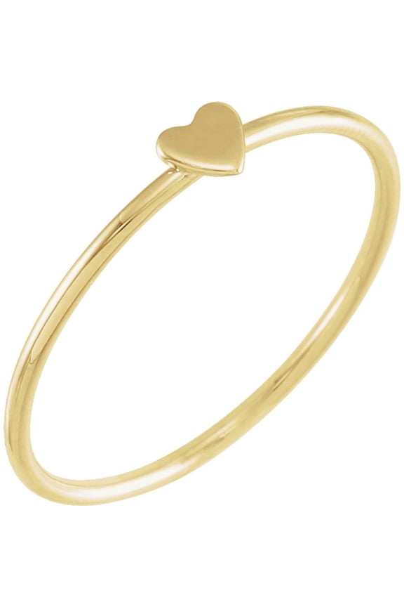 14K Yellow Gold Stackable Heart Ring Size 7