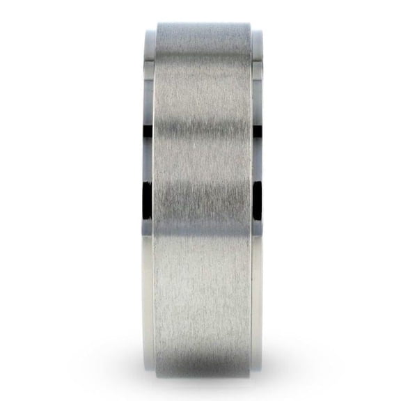 PRECIOUS STARS Brushed Raised Center Titanium Wedding Band Ring with Polished Step Edges-Unisex Comfort Fit-Available in 6mm-8mm
