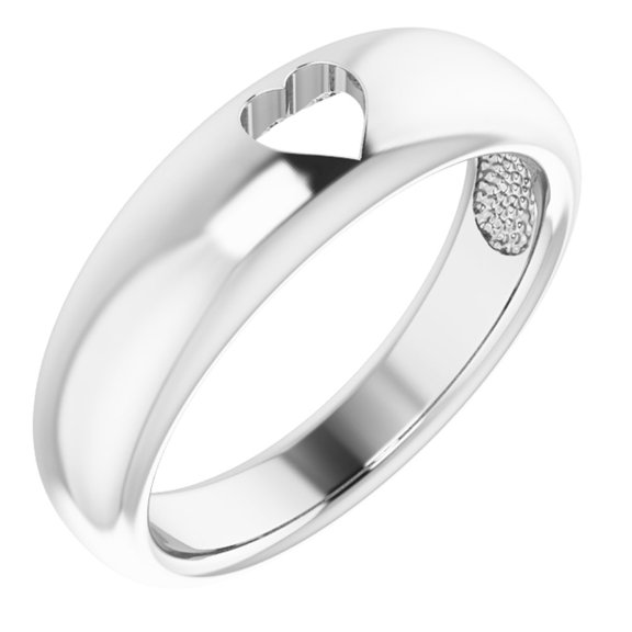 PRECIOUS STARS Sterling Silver Pierced Heart Ring