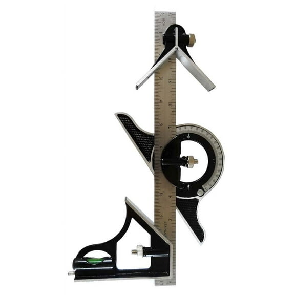 PRECISE 12 (30.5 cm) Combination Square Set | Stainless Steel with Protractor, Level & Dual-Sided Ruler | Durable, Accurate & Versatile Design