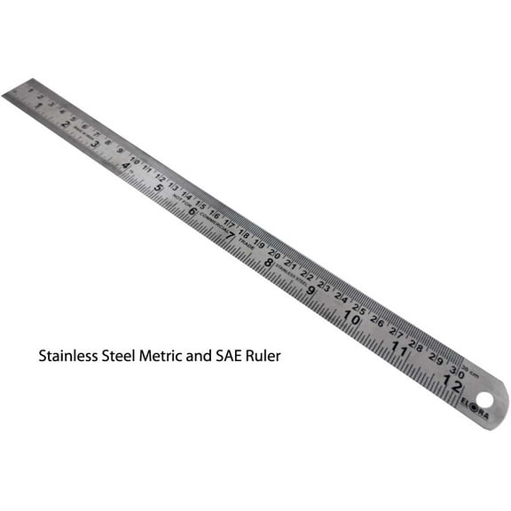 PRECISE 12" (30.5 cm) Flexible Stainless Steel Ruler | Dual Metric & Inch Units | 32/1" & 1mm Increments | Quality Stainless Steel | Handy Hanging Hole | Inch to mm Conversion Table