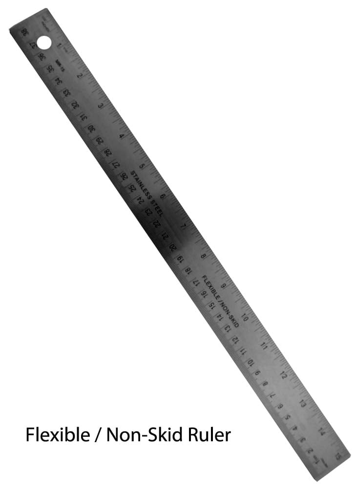 2 Pack - 6 Stainless Steel Ruler with Non-Skid Cork Backing: 32 & 64 Divisions per inch