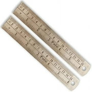 PRECISE 2 Pack 6 15.2 cm Steel Ruler | Dual SAE & Metric Scale | Inches 2.5 cm, Millimeters 0.04 & Centimeters 0.4 | Conversion Table on Back | Stainless Steel Construction