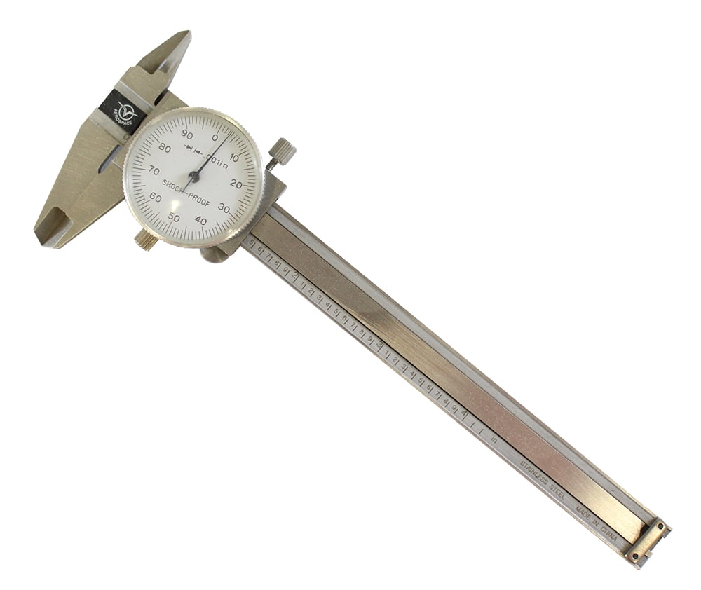 PRECISE 4" (10.2 cm) Dial Vernier Caliper | 0.001" Graduation | Stainless Steel & Satin Chrome Finish | 4-Way Measurement | Comes with Plastic Case