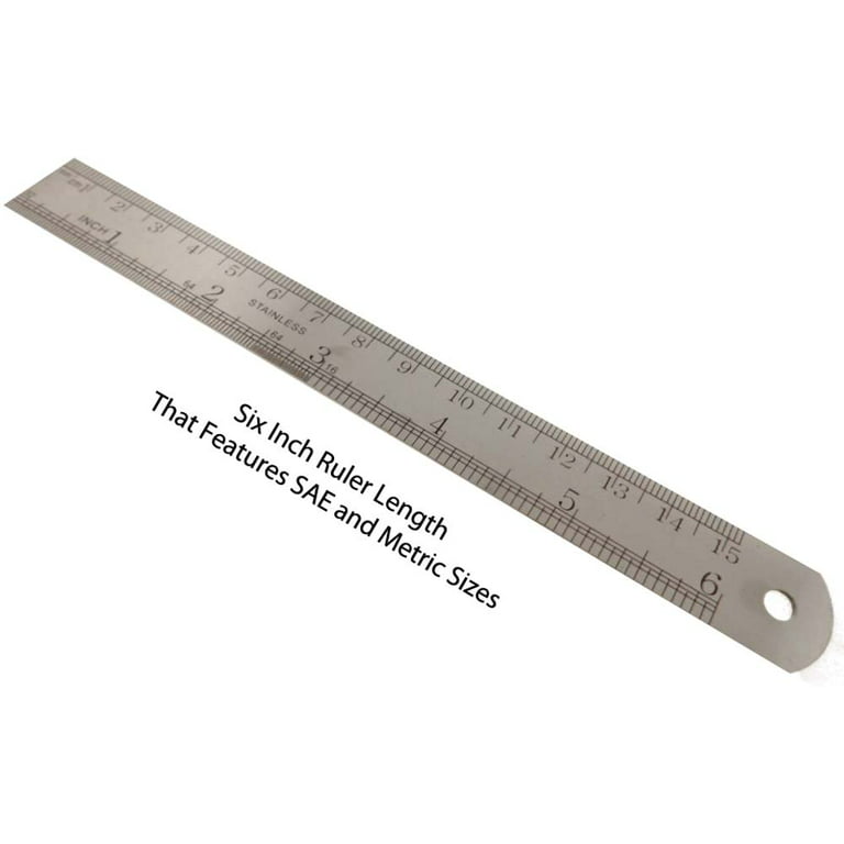 PRECISE 6 (15.2 cm) Steel Ruler, Dual Measurement in Inches & Millimeters, Stainless Steel, Pocket-Sized