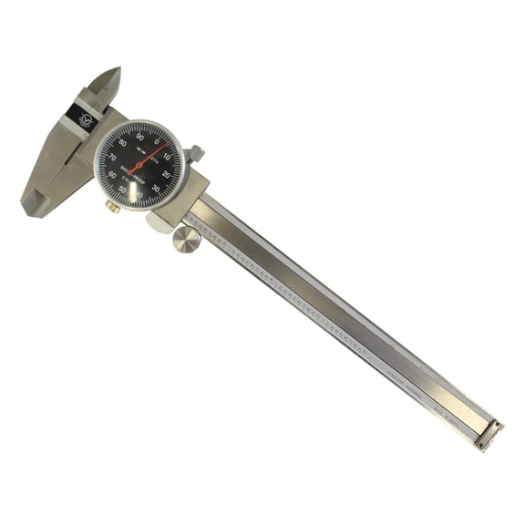 PRECISE 6" (15.24 cm) SAE Vernier Caliper | 0.001" Accuracy | Shockproof Dial | Stainless Steel | Satin Chrome Finish | 4-Way Measurement