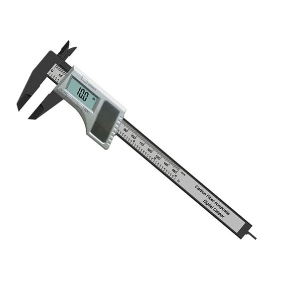 PRECISE 6" Solar Digital Caliper | Dual Power (Solar & Battery) | Carbon Fiber Composite | 0-150mm (6") Range | 0.1mm (0.01") Resolution | Zero Setting