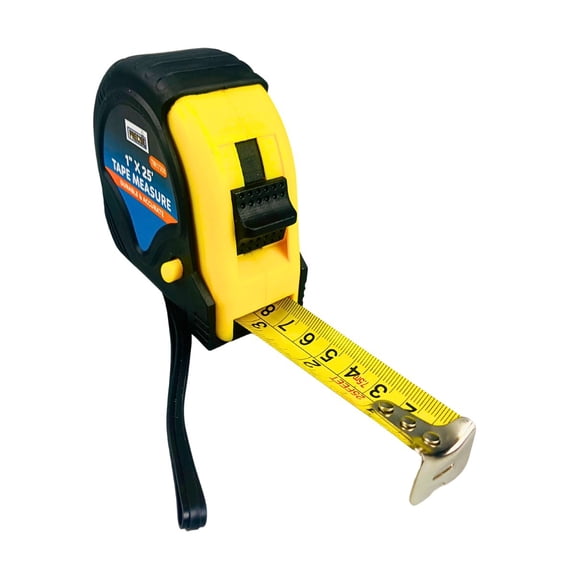 PRECISE Metal Tape Measure 25 Feet 7.6 m Long 1" 2.5 m Wide Triple Lock System Belt Clip & Wrist Strap Dual Inch & Millimeter Reading