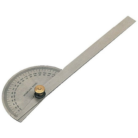 PRECISE Stainless Steel Protractor | 3 3/8" x 2" (8.6 cm x 5.1 cm) Semi-Circle | 6" (15.2 cm) Dual Ruler in Inches & mm/cm | Brass Locking Nut | Laser-Etched 0-180° Markings | Durable & Accurate