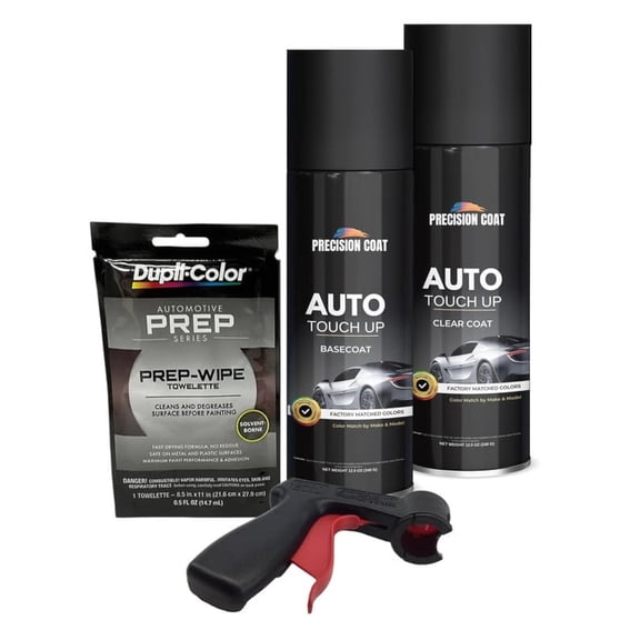 PRECISION COAT Compatible With 2019 Ford Shadow Black G1 Factory Matched High Gloss Base Coat Clearcoat Aerosol - Touch Up Paint Kit Includes Trigger & Prep Wipe MADE IN USA