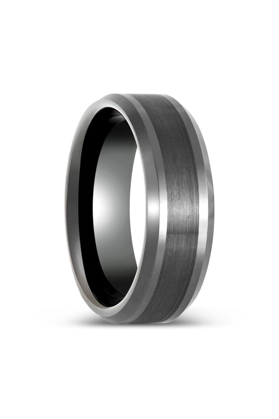 PRECISION | Gun Metal Ring, Brushed Center, Beveled Edge
