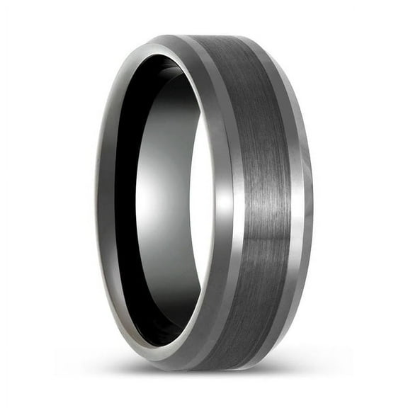 PRECISION | Gun Metal Ring, Brushed Center, Beveled Edge