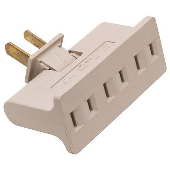 612036 Triple Plug-In 2 Wire 3 Outlet Swivel Adapter 125V 1800W
