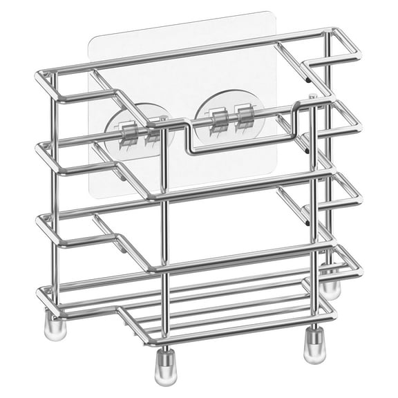 PREFFE Wall Mount Toothbrush Holder for Shower, Stainless Steel Tooth Brush Stand, Self Adhesive Wallmount/Countertop 3 Slots Organizer Compatible with Colgate Extra Clean, Oral-B CrossAction