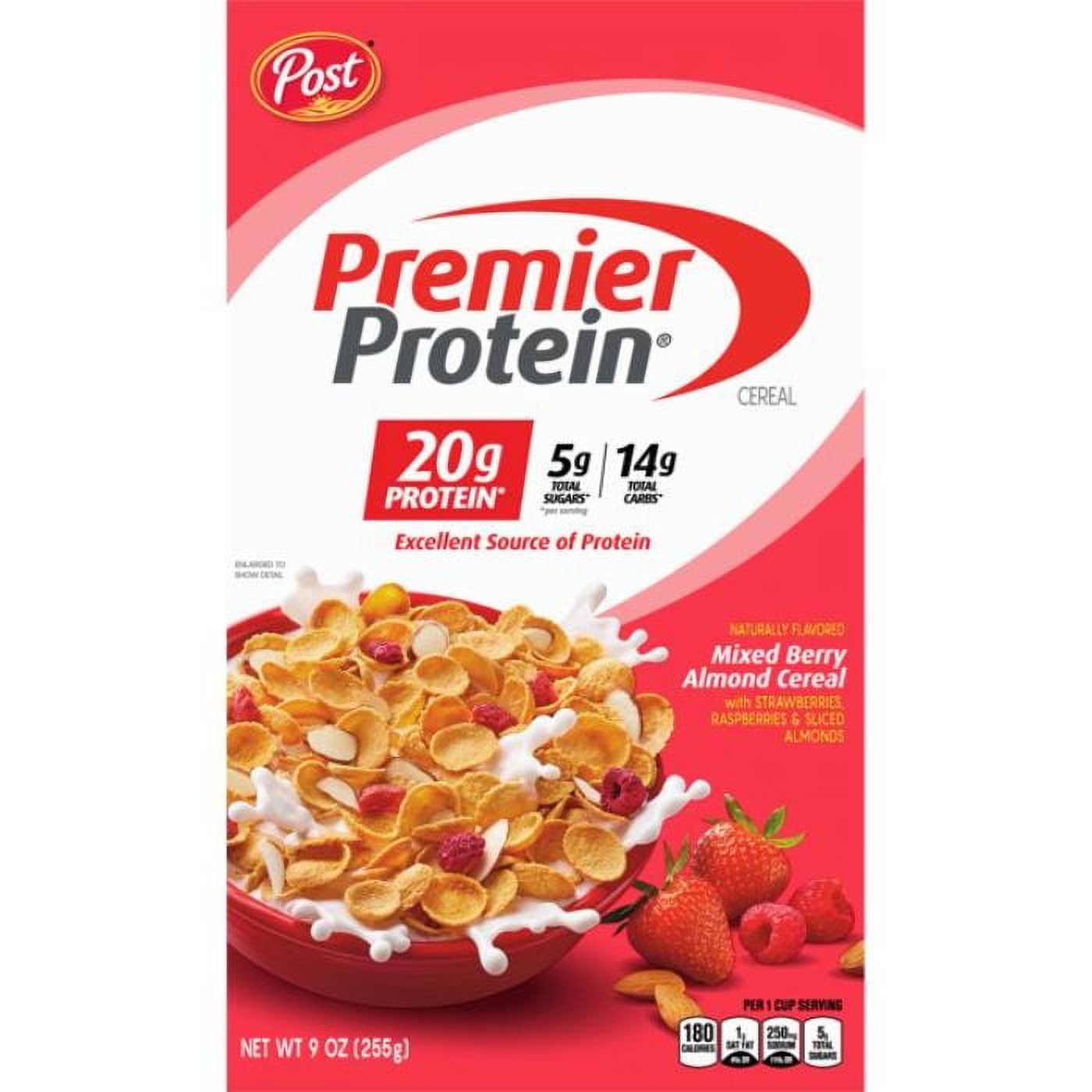 PREMIER PROTEIN CEREAL MIXED BERRY ALMOND 8.5 OZ Pack of 8