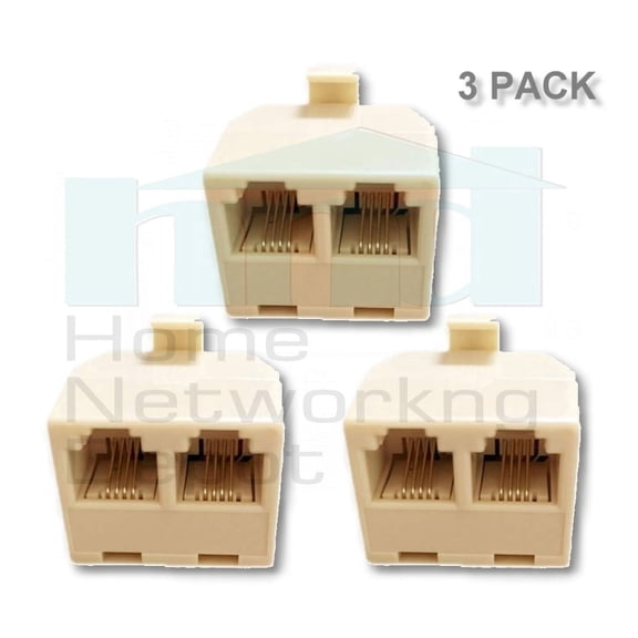 PREMISAâ„¢ ADAPTER TELEPHONE IVORY RJ-11 SPLITTER 6P4C DUAL LINE 1 / LINE 2 - 3 PACK