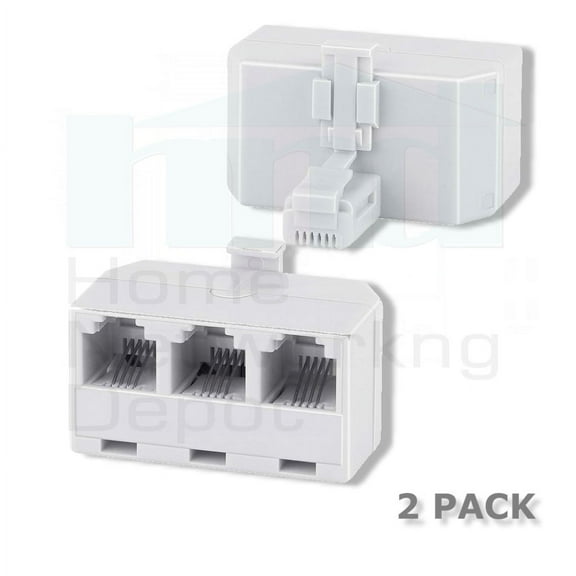 PREMISA ADAPTER TELEPHONE WHITE RJ-11 SPLITTER 6P4C TRIPLE COMMON LINE 1 / LINE 2 / LINE 3 - 2 PACK