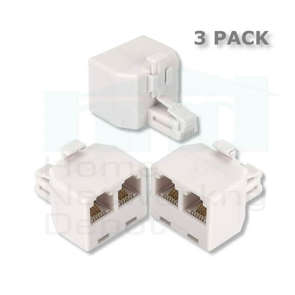 PREMISA ADAPTER, WHITE RJ-11 SPLITTER 6P4C DUAL LINE 1 / LINE 2 - 3 PACK