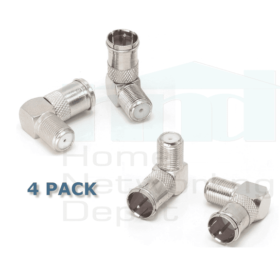 PREMISA, Metal, Push-On Adapter Female F to Male F 90° Pipe Fittings, 4 Piece Pack