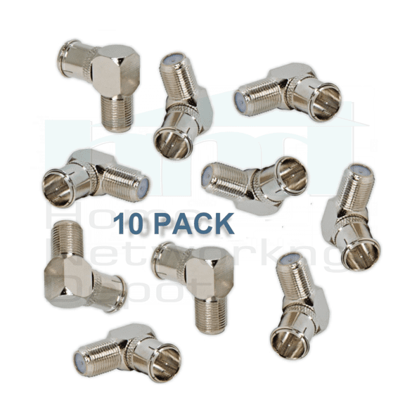 PREMISA™ PUSH-ON ADAPTER FEMALE F THREADED 90° TO MALE F PUSH-ON CONNECTOR (10 PACK)