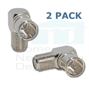 PREMISA  PUSH-ON ADAPTER FEMALE F THREADED 90  TO MALE F PUSH-ON CONNECTOR 2 PACK
