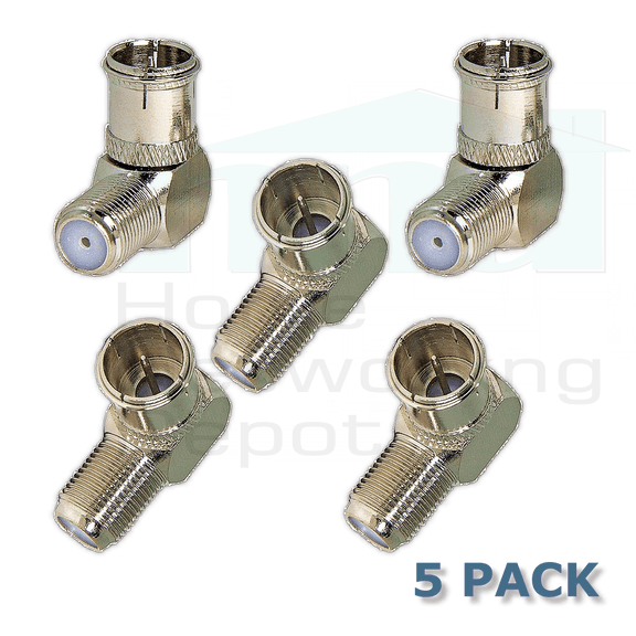 PREMISA™ PUSH-ON ADAPTER FEMALE F THREADED 90° TO MALE F PUSH-ON CONNECTOR (5 PACK)