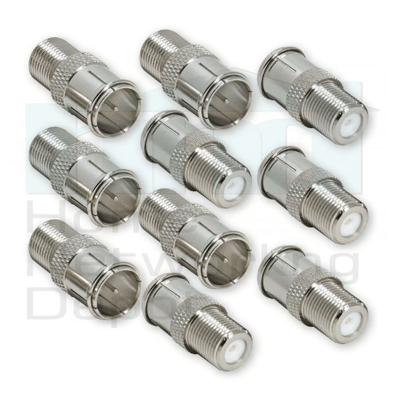 PREMISA™ PUSH-ON ADAPTER FEMALE F THREADED TO MALE F PUSH-ON CONNECTOR (10 PACK)