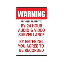 PREMISES PROTECTED BY 24H AUDIO & VIDEO Decal surveillance camera | Indoor/Outdoor | 7" Tall | Security Decal Office Warning Decal, Office, Business | SignMission