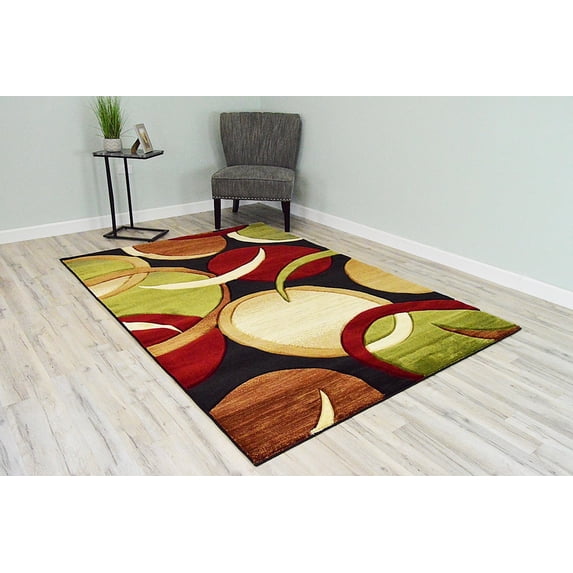PREMIUM 3D Effect Hand Carved Thick Modern Contemporary Abstract Area Rug Design 1062 Black 5'3''x7'6''