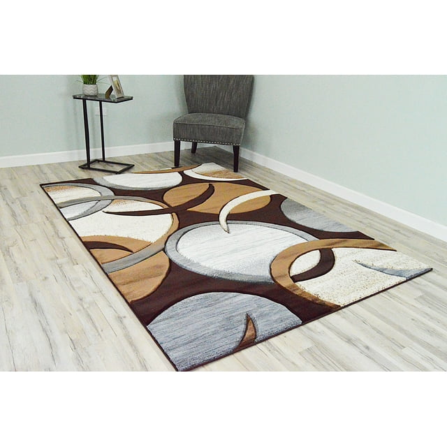 PREMIUM 3D Effect Hand Carved Thick Modern Contemporary Abstract Area Rug Design 1062 Espresso 9'2''x12'5''