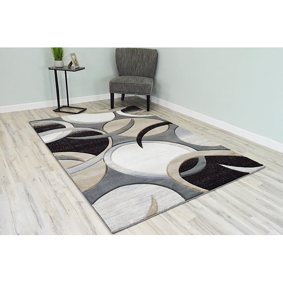 PREMIUM 3D Effect Hand Carved Thick Modern Contemporary Abstract Area Rug Design 1062 Sand 9'2''x12'5''