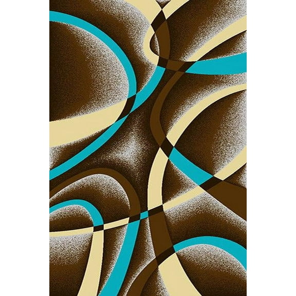 PREMIUM 3D Hand Carved Modern 2x3 2x4 Rug Contemporary 2305 Brown Turquoise