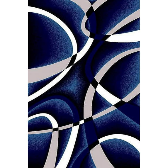 Premium 3D Hand Carved Modern 8X10 8X11 Rug Contemporary 2305 Navy Blue