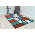 thumbnail image 1 of PREMIUM 3D Hand Carved Modern 8X10 8X11 Rug Contemporary 3995 Brown Turquoise, 1 of 11
