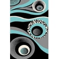 thumbnail image 1 of PREMIUM 3D Hand Carved Modern Contemporary Abstract 5X8 5x7 Rug 1504 Turquoise, 1 of 10